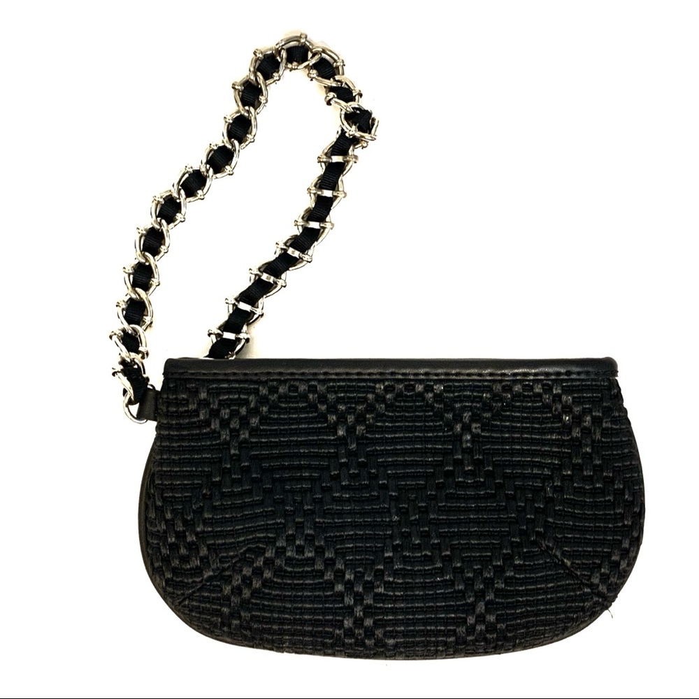 Ann Taylor Navy Blue Basketweave Wristlet